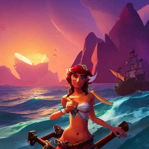 Image similar to jack the pirate mermaid on sea of thieves game avatar hero, behance hd by jesper ejsing, by rhads, makoto shinkai and lois van baarle, ilya kuvshinov, rossdraws global illumination