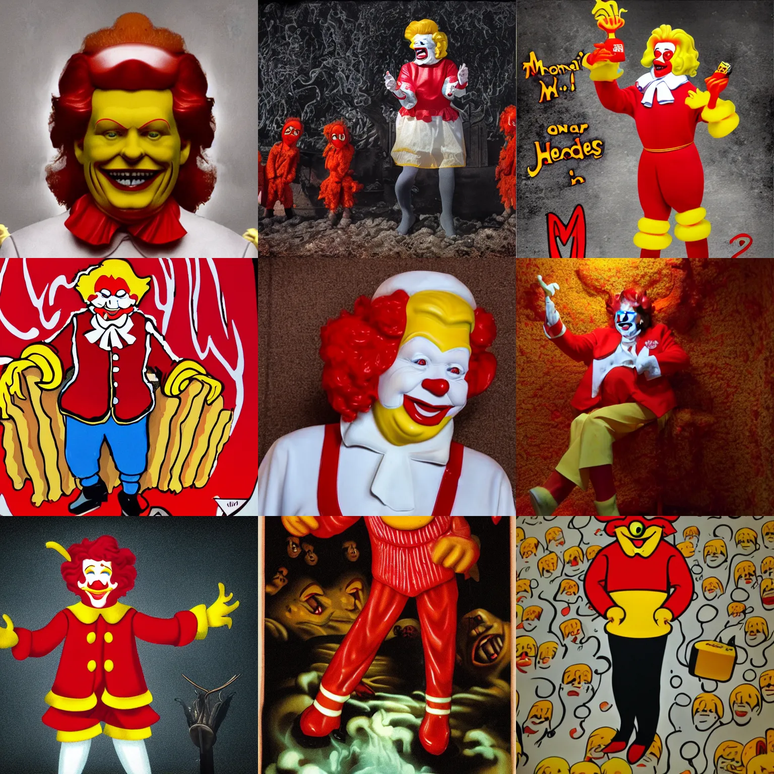 Prompt: Ronald McDonald in hell