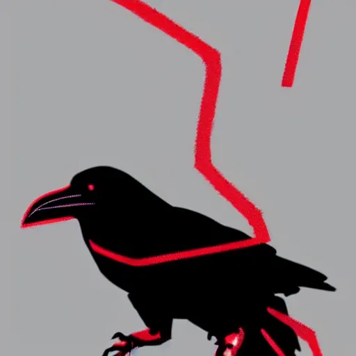 Prompt: illustration of a raven with red lines inspired by infamous second son bad karma, perfect