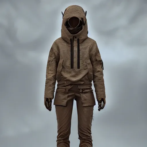 Prompt: bohemian techwear clothing, luxury clothing made with natural materials, earth tones, bright nature colors, light colors, daytime natural background with plants 3 d, octane render, product render, fashion photography, beautiful, fashion, intricate, highly detailed, 8 k, cycles render, dynamic, modeled