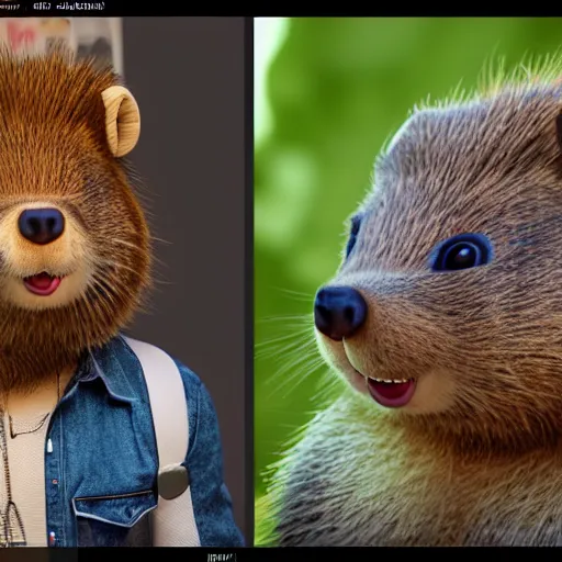 Image similar to hyperrealistic dslr film still of anthropomorphous woodchuck disguised as pop star justin beiber, stunning 8 k octane comprehensive 3 d render, inspired by istvan sandorfi & greg rutkowski & unreal engine, perfect symmetry, dim volumetric cinematic lighting, extremely hyper - detailed, incredibly real lifelike attributes & flesh texture, intricate, masterpiece, artstation