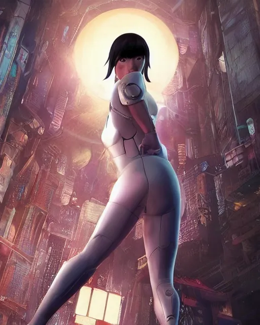 Image similar to weta disney pixar movie still portrait photo of motoko kusanagi the major ghost in the shell : : as cyborg woman by pixar : : by weta, wlop, ilya kuvshinov, rossdraws, artgerm, maxim cover, octane render, anime, octane render, 3 d, volumetric lighting, anti aliasing, raytracing : :