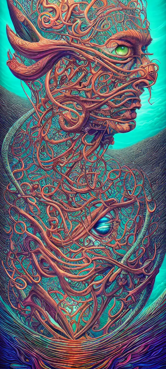 Image similar to android jones alex grey mark cooper, artgerm artstation award winning photorealistic detailed hypervivid intense fantasy concept art, hypervivid intense mcbess, the sea by dan mumford