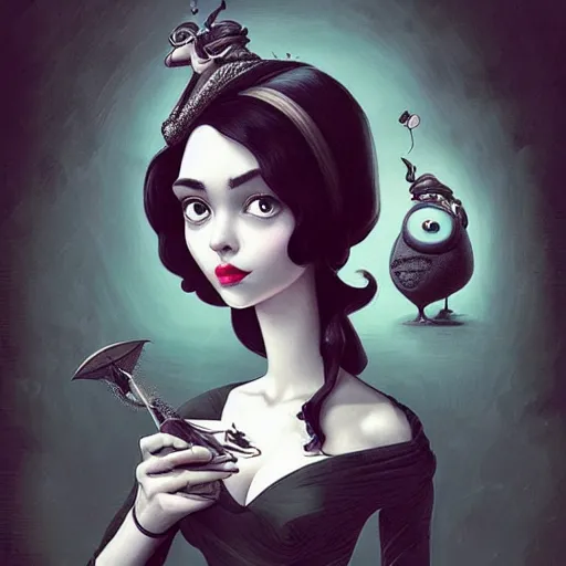 Prompt: Lofi sophisticated portrait Pixar style by Joe Fenton and Stanley Artgerm and Tom Bagshaw and Tim Burton