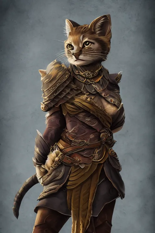 Prompt: a female DND tabaxi, high resolution film still, 8k, HDR colors, cosplay, studio lighting