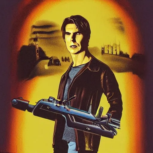 Image similar to Teen Horror movie poster, Tom Cruise as main character, highly detailed illustration by Richard Corben