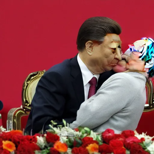 Prompt: xi is kissing putin