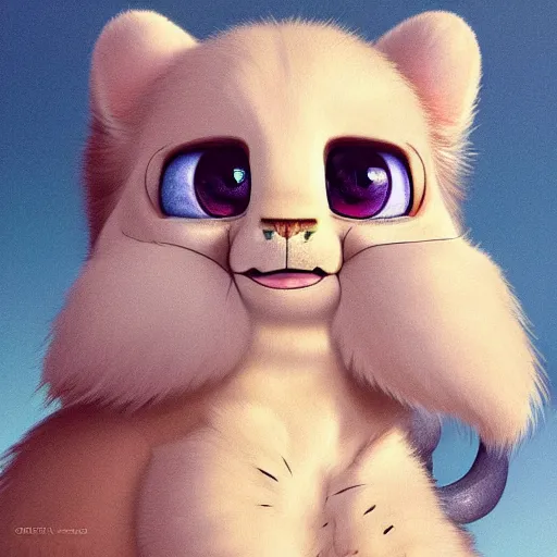 Image similar to cutie fluffy creature movie star people, digital art, 3 d, octave render, masterpiece, mega detailed, pixar, disney, vivid illustration, cartoon, fantasy, by george stubbs, artgerm, in the style of ghibli kazuo oga, pastel fur