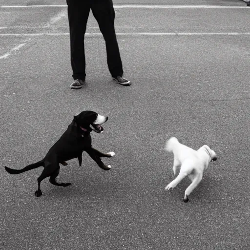 Image similar to dog playing with an invisible man