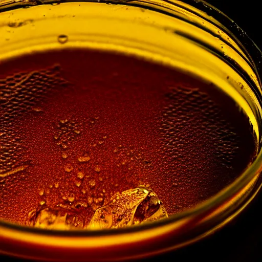 Image similar to jar of honey, nectar from the gods, dripping down onto the planet earth, coating it in honey, highly detailed, dynamic shadows, 4 k, wallpaper, professional photo, caustics