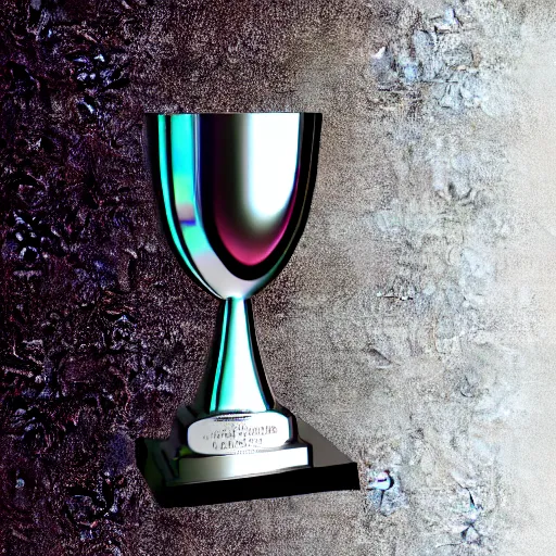 Prompt: A gorgeous render of an iridescent trophy on a white background, Blender