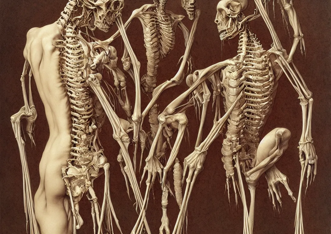 Image similar to human spine artists anatomy in the style of wayne barlowe, gustav moreau, goward, bussiere, roberto ferri, santiago caruso, luis ricardo falero, dali