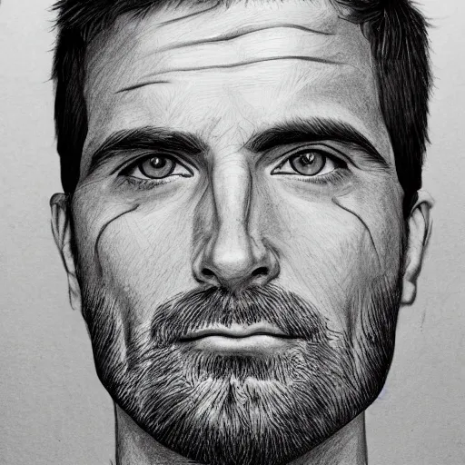 Prompt: handsome man, face, age 4 0, pencil drawing, detailed lineart