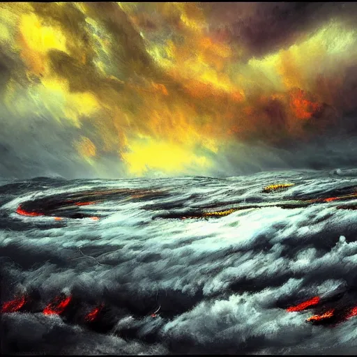 Prompt: eldrich storm, horrific landscape, desperate lights and colors, hd
