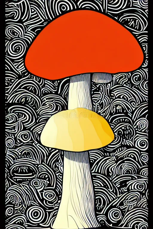 Image similar to minimalist boho style art of a colorful mushroom, illustration, vector art