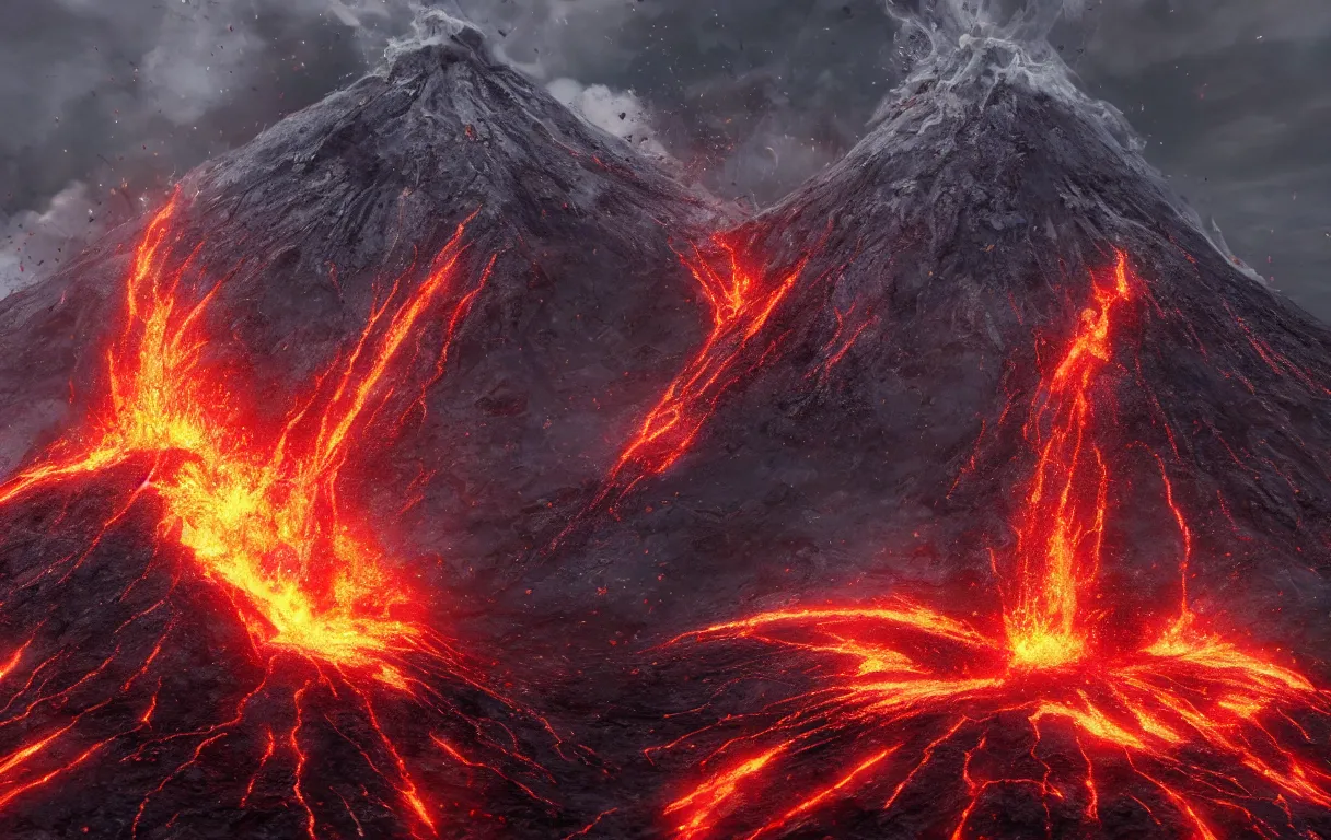 Image similar to volcano, photorealistic, highly - detailed, 4 k, ue 5, light effect, rtx on, realistic, cinematic, imax quality, trending on artstation