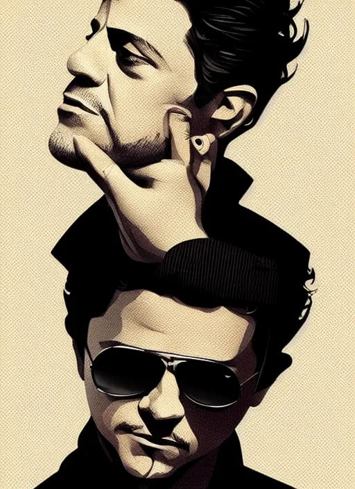 Image similar to silhouette of spanish singer alejandro sanza, vector art style, full shot, intricate, elegant, highly detailed, digital art, ffffound, art by jc leyendecker and sachin teng