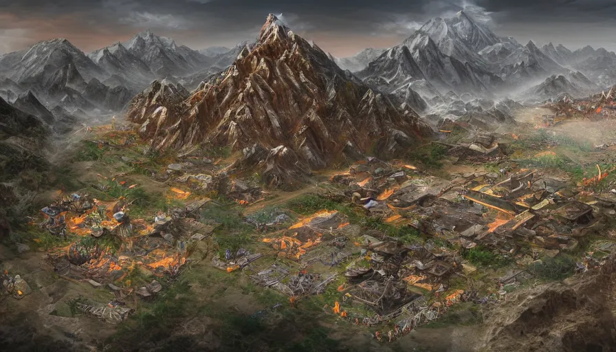 Prompt: matte painting of a beautiful batttlefield of tai ethnic group versus mongol empire, digital art, trending on artstation