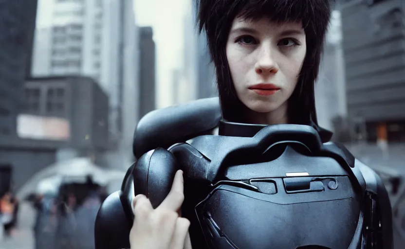 Image similar to cinestill 5 0 d candid photographic portrait by helen levitt of a feminine male android wearing black techwear on a brutalist dystopian spaceship, extreme closeup, modern cyberpunk moody emotional cinematic, liminal, 8 k, hd, high resolution, 3 5 mm, f / 3 2, ultra realistic faces, ex machina