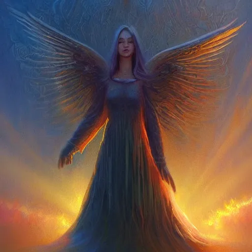 Image similar to Surreal. Vivid. Angel. Lonesome. Beautiful. Blinding. Heavenly. Rays of light. Medium close up. Personal. WLOP!!!. Sunset. Captivating. James Paick. Andrew Ferez. John Harris. Steve Henderson. Anato Finnstark. Gabriel Dawe. Extremely detailed. 4K.