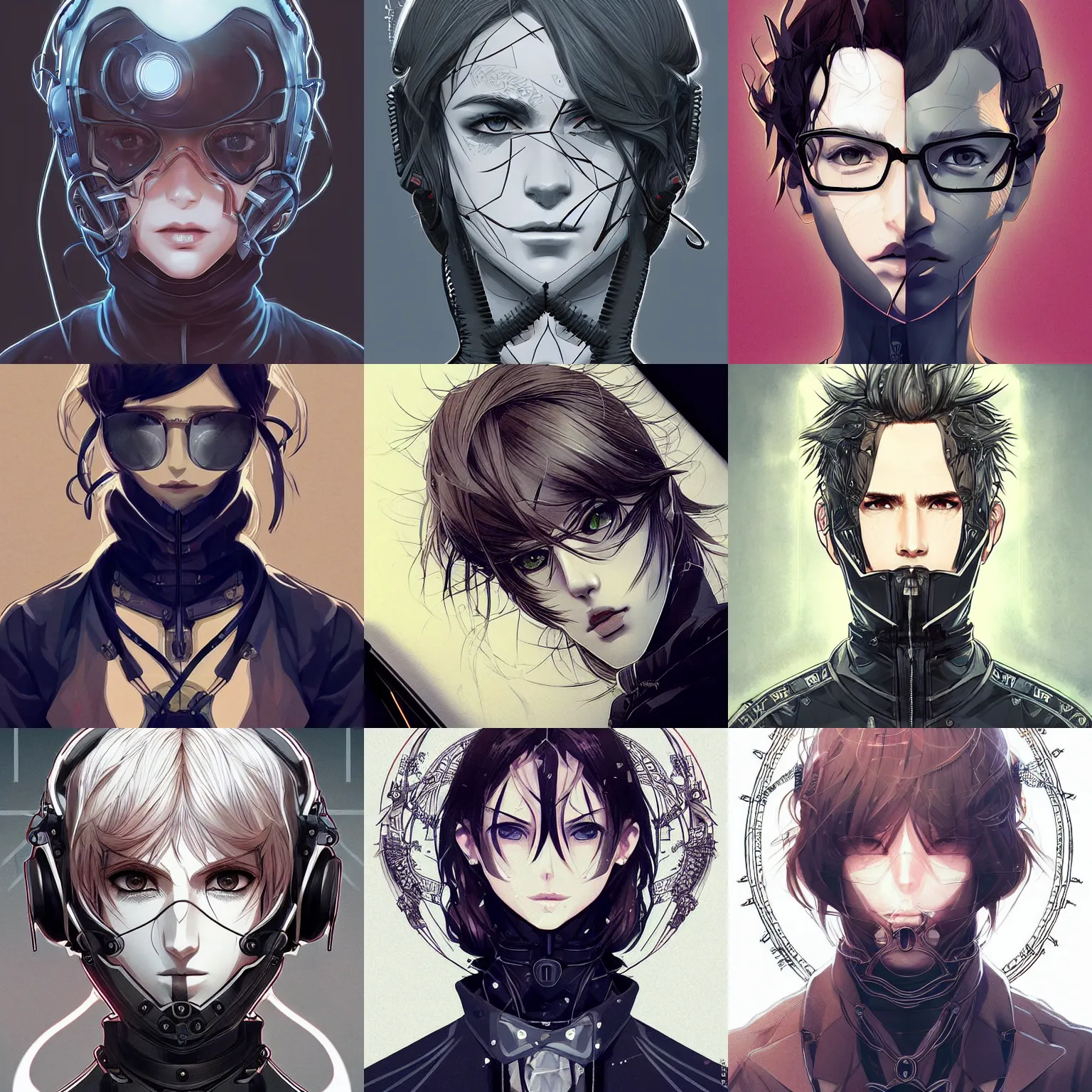 Image similar to by kyoto animation, techwear occultist, chaos magick, leviathan cross, androgynous, beautiful, detailed symmetrical close up portrait looking like ryan reynolds, intricate complexity, in the style of artgerm and ilya kuvshinov, cel shaded
