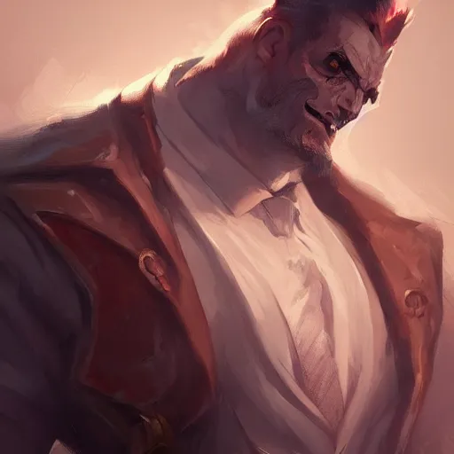 Image similar to concept art of league of legends character gentleman from hell, greg rutkowski, trending on artstation, highly detailed