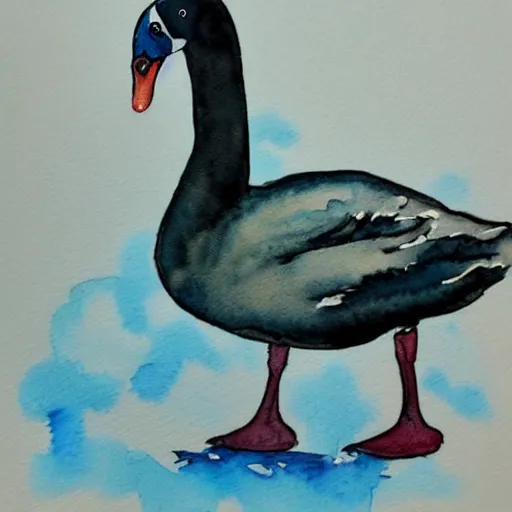 Prompt: watercolor pen goose