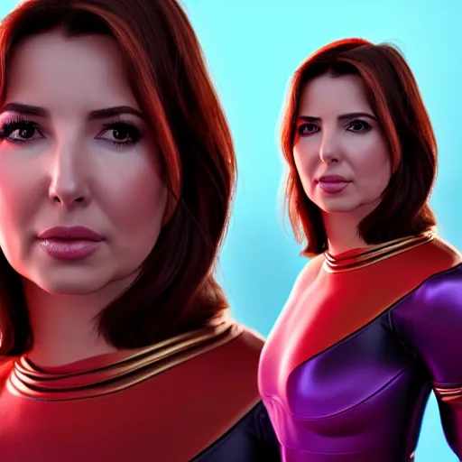 Image similar to a portrait of nancy ajram as thanos, hyper detailed, digital art, trending in artstation, cinematic lighting, studio quality, high quality render, unreal engine 5 rendered, octane rendered