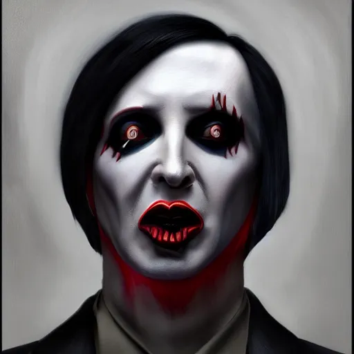 Prompt: Vladimir Putin as Marilyn Manson from Marilyn Manson, portrait, highly detailed, digital painting, artstation, concept art, smooth, sharp focus, illustration, cinematic lighting, art by artgerm and greg rutkowski and alphonse mucha