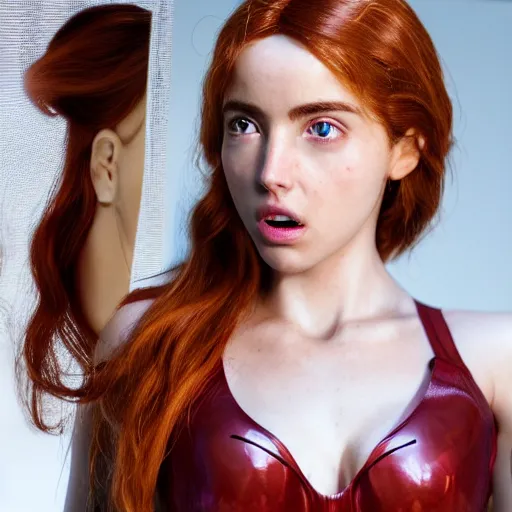 Prompt: unpacking gorgeous redhead ana de armas gynoid unboxing experience, octane, highly detailed, ultra realistic, cgi, filmatic,