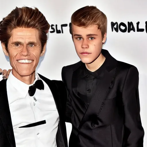 Image similar to willem dafoe and justin bieber have a son