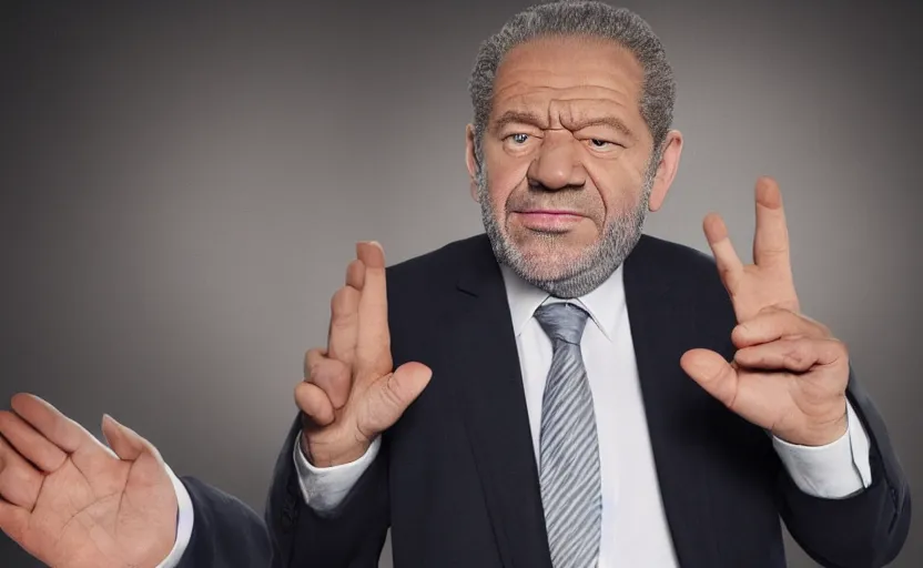 Prompt: alan sugar farting into someones hand, dream sequence. the apprentice, hyperdetailed, 8 k