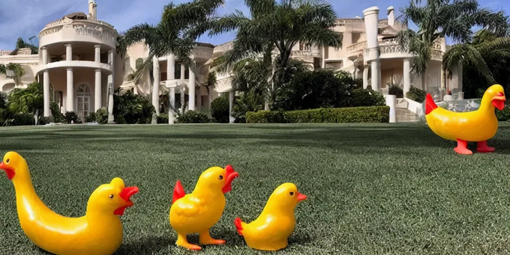 Prompt: FBI raid on Trump's home at Mar-a-Lago finds hundreds of rubber chickens