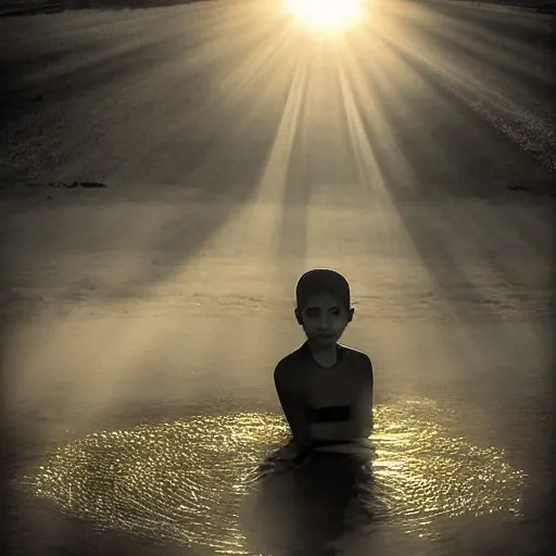 Image similar to portrait in north africa, warmth, misty, pools of sunlight by nasreddine dinet