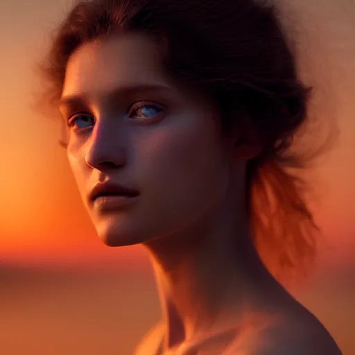 Image similar to photographic portrait of a stunningly beautiful renaissance tribal female in soft dreamy light at sunset, contemporary fashion shoot, by edward robert hughes, annie leibovitz and steve mccurry, david lazar, jimmy nelsson, breathtaking, 8 k resolution, extremely detailed, beautiful, establishing shot, artistic, hyperrealistic, beautiful face, octane render
