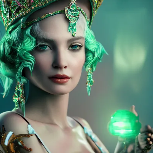 Image similar to wonderful princess of emerald with fair skin, ornate 8 k gorgeous intricate detailed, accent lighting, dramatic light, octane render