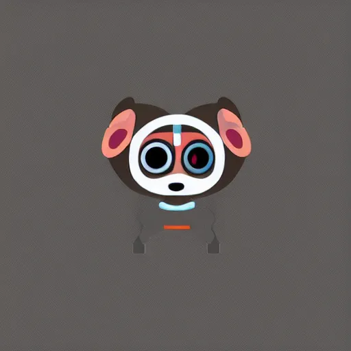 Image similar to high quality vector illustration of a little puppy cyborg, flat texture, trending on behance,