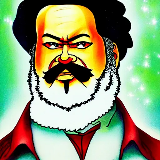 Image similar to beautiful amazing anime portrait painting of karl marx by hayao miyazaki, katsuhiro otomo, akira toriyama, satoshi kon, eiichiro oda, hideaki anno