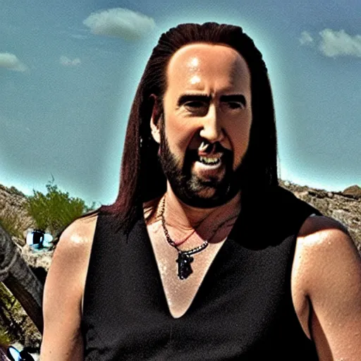 Image similar to nick cage playing nick cage playing jesus