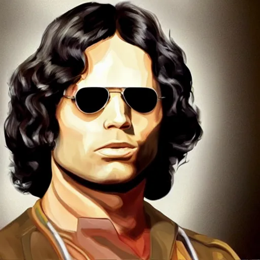 Image similar to Jim Morrison as a GTA loading screen