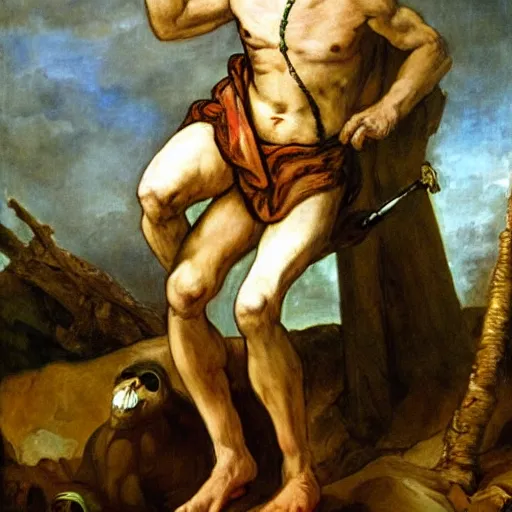 Image similar to a warrior monkey in the style of eugene delacroix
