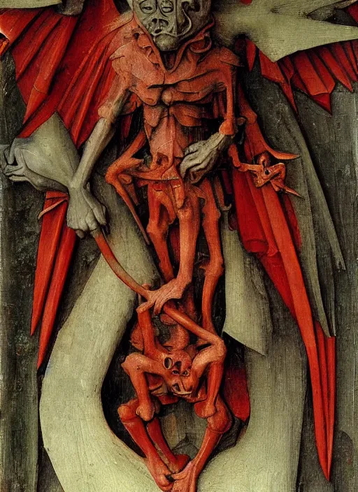 Image similar to red devil Gargoyle, Medieval painting by Jan van Eyck, Hieronymus Bosch, Florence