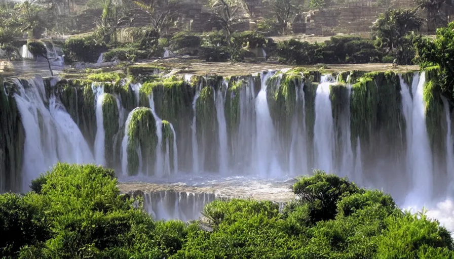 Image similar to waterfalls are flowing down the pyramids, archive photo, paradise