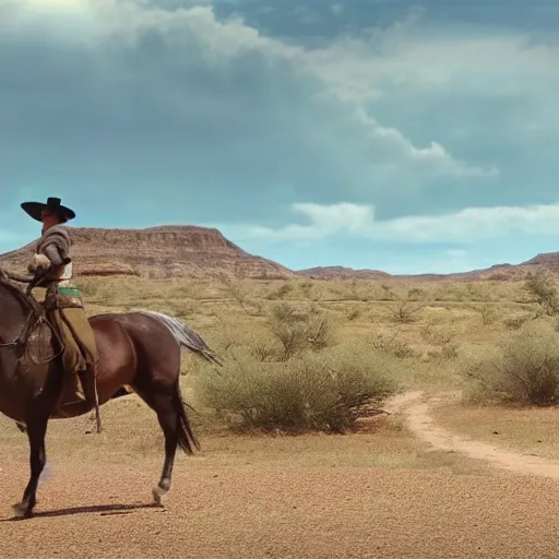 Image similar to stable diffusion vs midjourney in a wild west shootout, cinematic