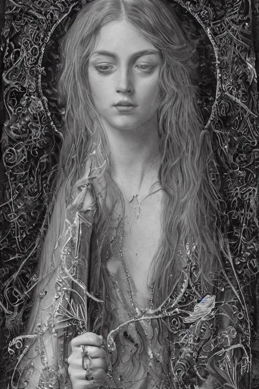 Prompt: An extremely beautiful pre-raphaelite intricate ultradetailed ornate portrait of a very beautiful elegant witch, regal, digital art painting, smooth, sharp focus, magazine art cover illustration, award winning picture, extremely detailed masterpiece, sense of awe, featured on Artstation, Artgerm, ethereal bubbles, Aetherpunk, atmospheric lightning, backlit, concept art, Exquisite matte painting, floral details, 8K detail post-processing