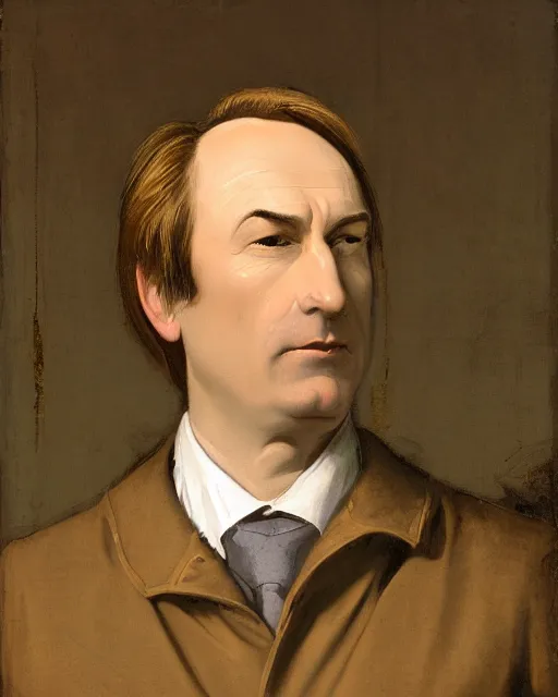 Prompt: a detailed portrait of bob odenkirk as saul goodman by jean auguste dominique ingres, neoclassical, illuminated manuscript, gold leaf