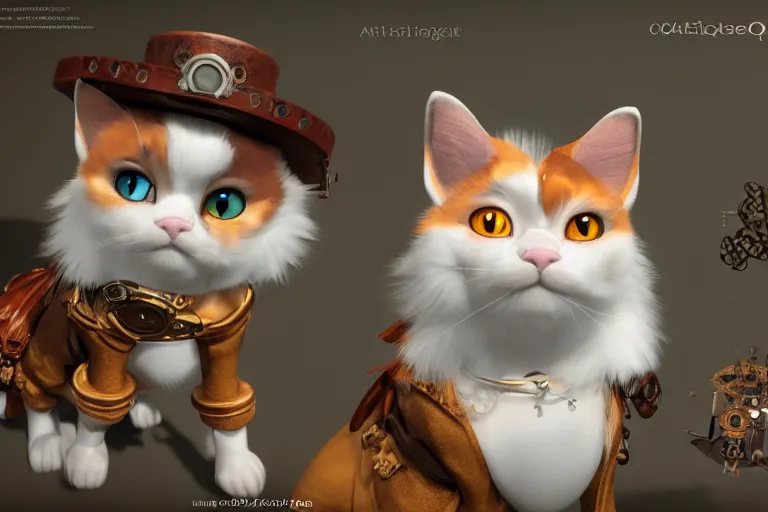 Image similar to A cute Steampunk calico cat, octane render, HD, trending on artStation, artstationHD, artstationHQ, 4k, 8K