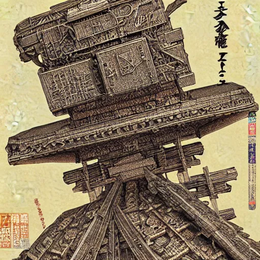 Image similar to 8 k 3 d capture scan of japanese package, high textured, conceptual, intricate detailed painting, illustration sharp detail, manga 1 9 9 0