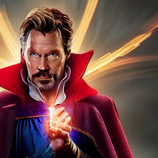 Image similar to A still of John Constantine as Doctor Strange in Avengers Endgame, award winning photo, unreal engine, highly detailed features