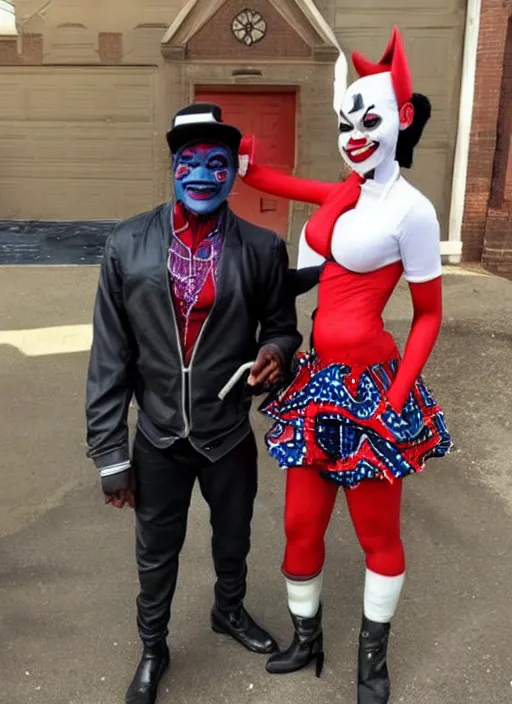 Prompt: African-American Joker and Harley Quinn